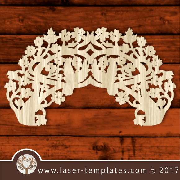 Bird and flower frame template for laser cutting