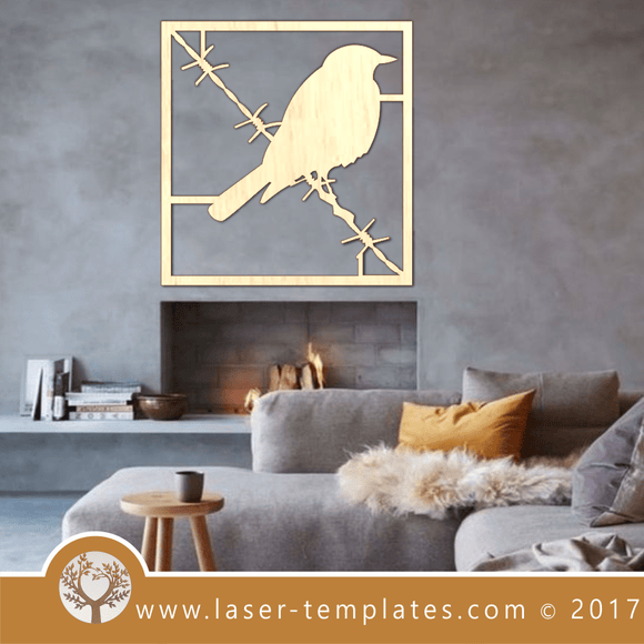 Bird With Wire Laser Cut Template Wall Art, Download Vector Designs.