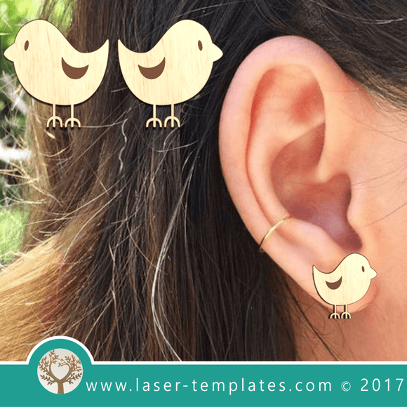 Laser Cut Birdie Earrings Template, Download Laser Ready Vector Design