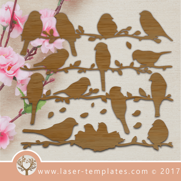 Birds On Branches Laser Cut Wall Art, Download Vector Designs.