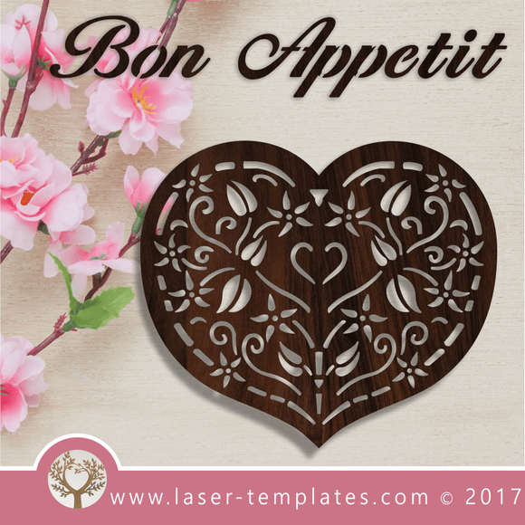 Bon Appetit Place Mat laser cut template, download vector designs.