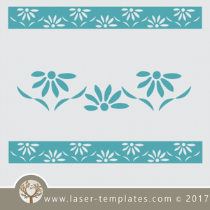 Border stencil floral design, online template store, Buy vector patterns for laser cutting. Border stencil floral lll