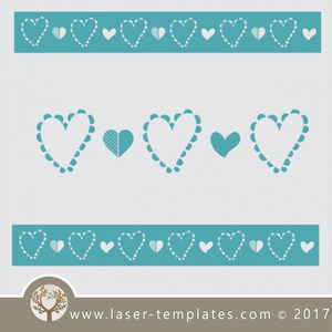 Border stencil heart design, online template store, Buy vector patterns for laser cutting.