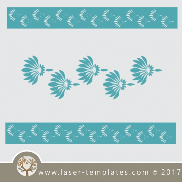 Border stencil leaf design, online template store, Buy vector patterns for laser cutting. Border stencil leaf lll