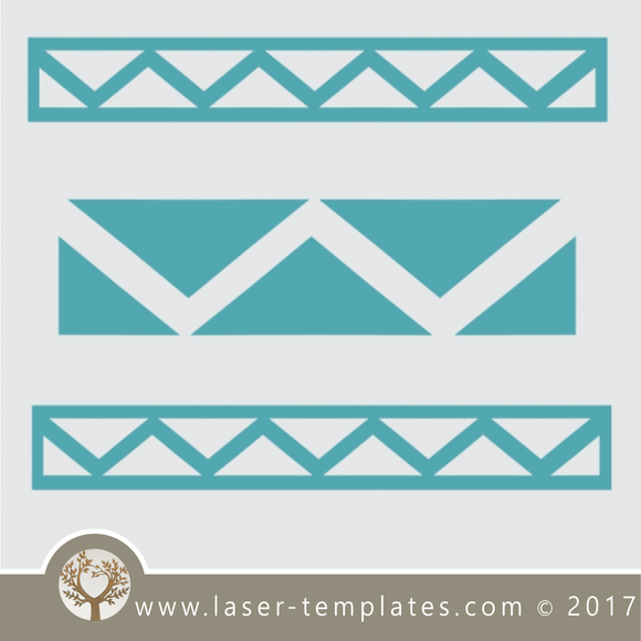 Border stencil zigzag design, online template store, Buy vector patterns for laser cutting.