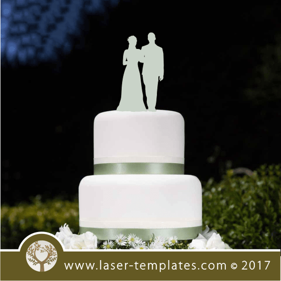 Laser Template Bride & Groom Wedding Cake Topper, download vector