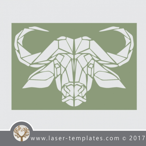 Buffalo head stencil template, online design store for laser cut patterns.