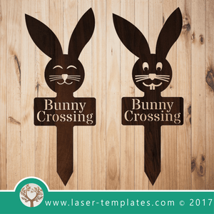 Laser Cut Template Bunny Crossing, Download Laser Ready Vector Designs