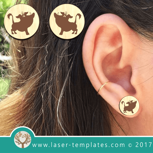 Laser Cut Bushpig Earrings Template, Download Vector Designs.