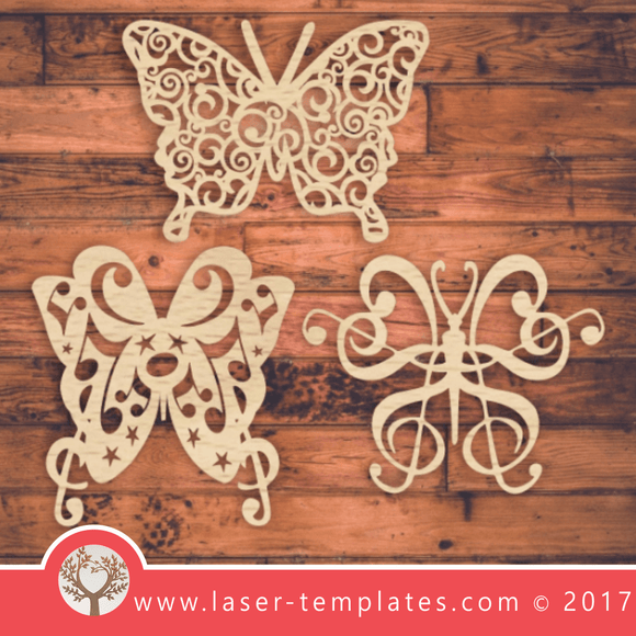 Music Butterfly template for laser cutting. Vector online store. Free designs. Butterflies.