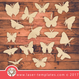 17 Butterfly templates for laser cutting. Vector online store. Free designs. Butterfly SET.