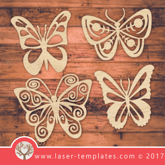 Butterfly template for laser cutting. Vector online store. Free designs. Butterfly set.