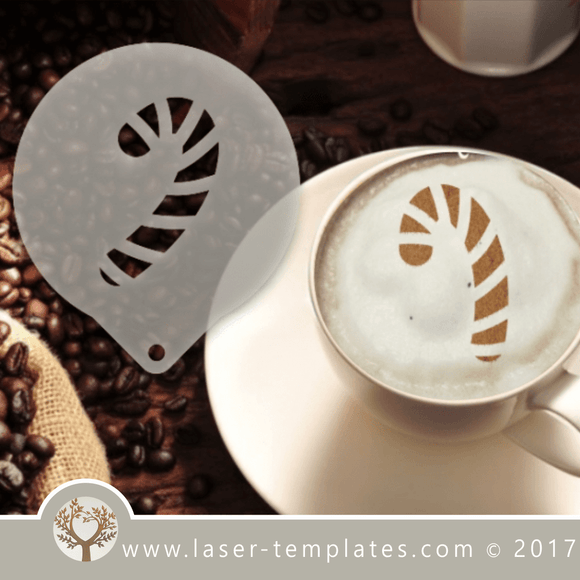 Candy Cane coffee stencil laser cut pattern, download vector designs
