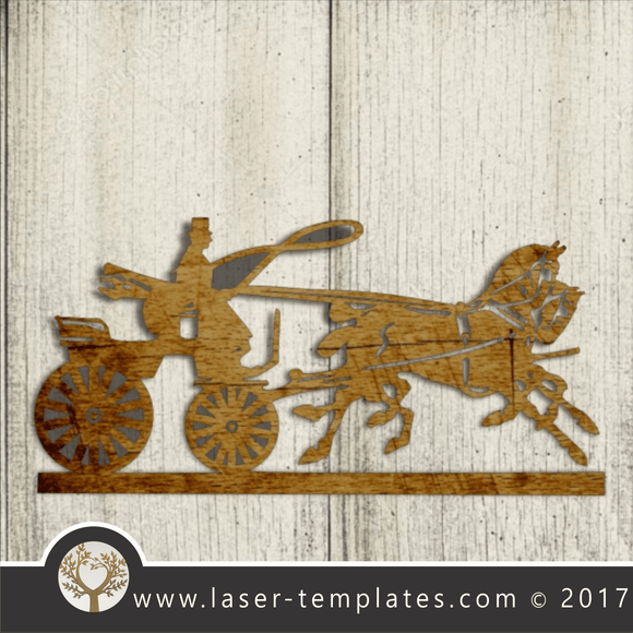 Vintage horse and carriage laser cut engrave template.