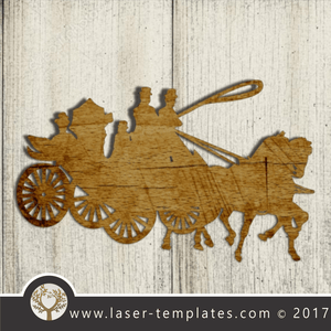 Vintage horse and carriage laser cut engrave template.