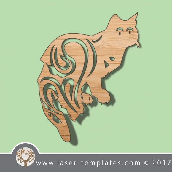 Cat template, online laser cut design store. Download Vector patterns.