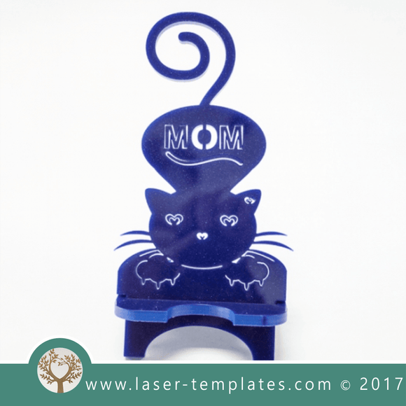 Cat cell phone stand laser cut and engrave mom message template, pattern, design, Mothers day gift. Free Vector designs every day. Cat cell phone stand.