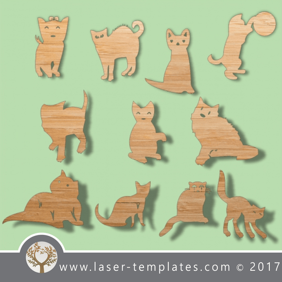 Cat templates, online laser cut design store. Download Vector patterns.