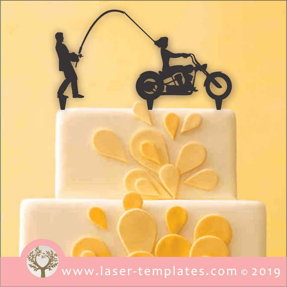 Laser cut template for Fishing Motorcycle Cake Topper