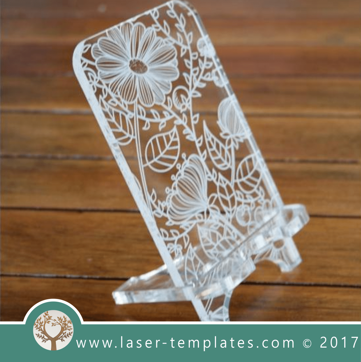 Cell phone stand laser cut floral template, pattern, design