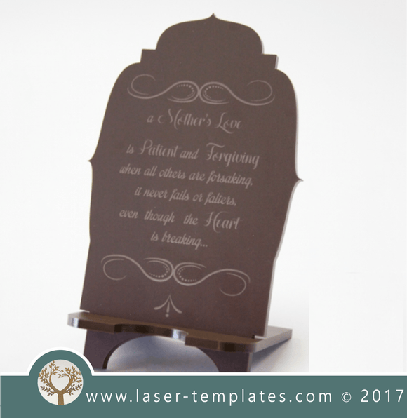 Cell phone stand laser cut and engrave inspirational Mother's Day message 