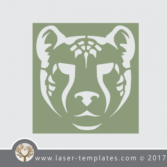 cheetah head stencil template, online design store for laser cut patterns.