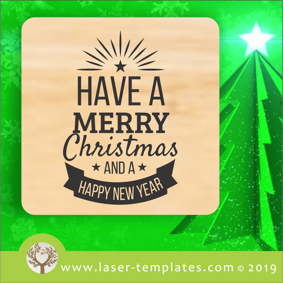 Laser cut template for Christmas Coaster 8