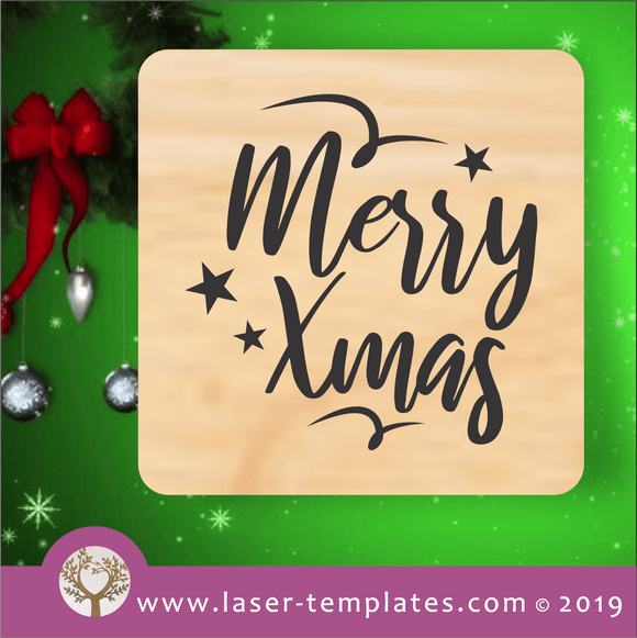 Laser cut template for Christmas Coaster 9