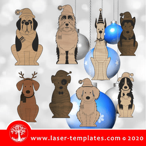 Laser cut pattern Christmas Dogs 1 templates. Online vector store, free designs