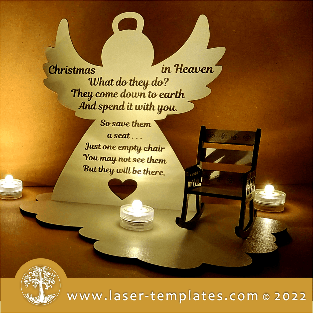 Christmas in Heaven Memorial Candle Holder Laser Ready Templates