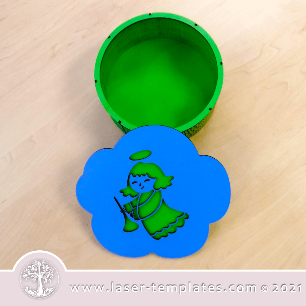 Laser Ready Christmas Round Box - Angel Vector File – Laser Ready Templates