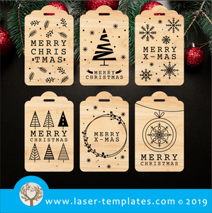 Laser cut template for Christmas Tags - x6 Combo Pack