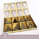Laser cut template for Snowflake Ornament Box. Kids Interior and exterior design décor, Halloween or add to your product catalog and perfect for Christmas as well or any occasion really. Cut out of 3mm wood, hardboard or acrylic. You can add and remove elements or personalize the design.  BOX SIZE: 168mm x 252mm x 28mm SNOWFLAKE SIZE: 70mm CANNOT BE SCALED WITHOUT DESIGN EXPERIENCE This is designed for 3mm materials ONLY.
