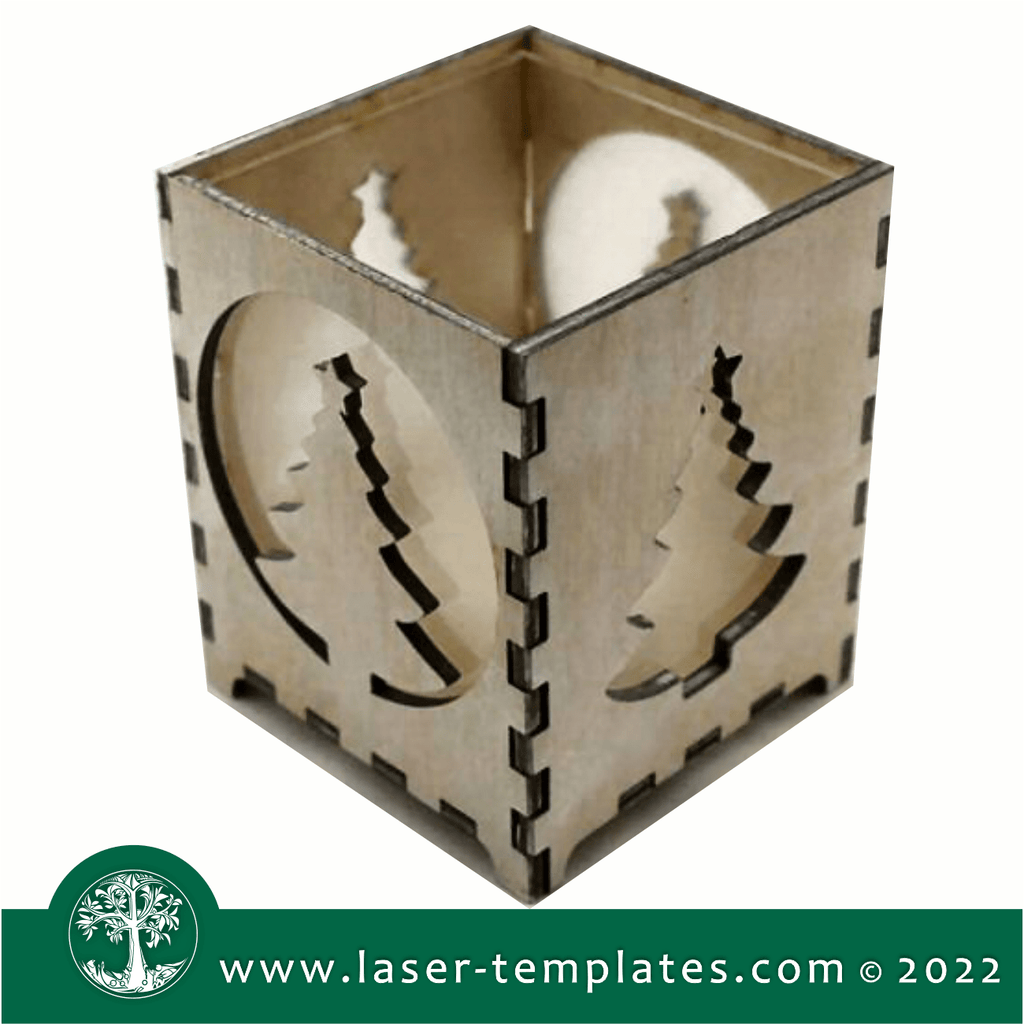 Christmas Tree Tealight Candle Holder 3 Laser Ready Templates
