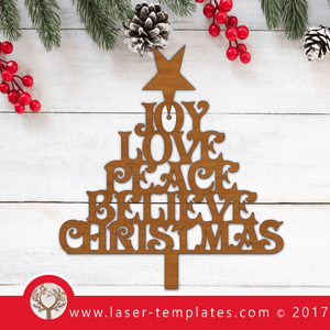 Laser cut Christmas Word Tree template