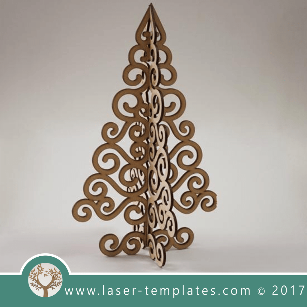 Christmas Laser cut tree template. Online 3d vector design download