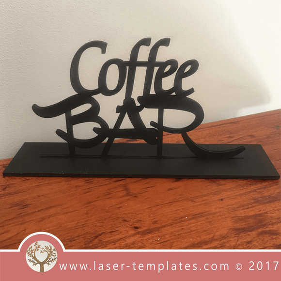 Coffee Bar With Foot Piece Laser Cut Template, Download Vector Design.