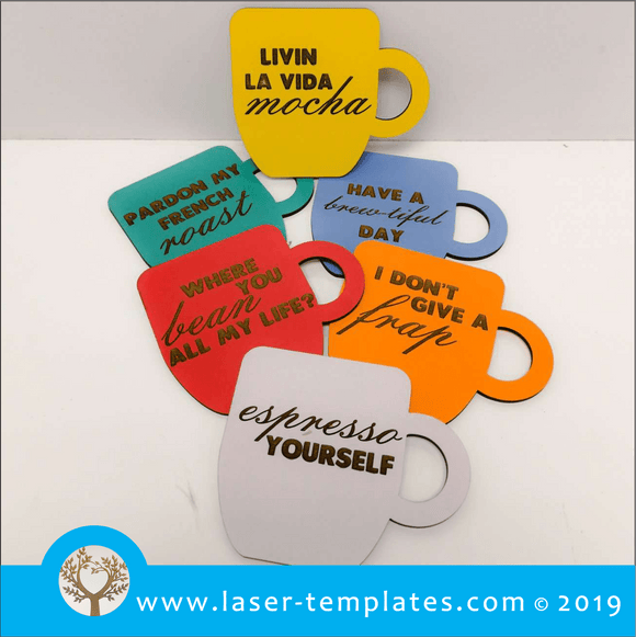 Laser cut template for Coffee Coasters - Set of 6