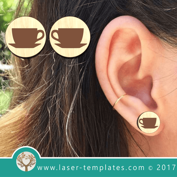 Laser Cut Coffee Cup Earrings Template, Download Vector Designs.
