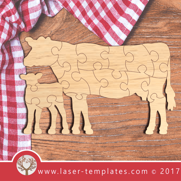 Laser Cut Cow And Baby Puzzle Templates, Download Vector Designs.