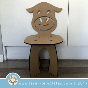 Laser cut Cow Kids Chair Template, download vector design patterns.