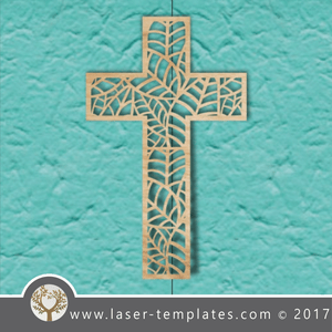 Laser cut cross template, pattern, design. Free vector designs every day. Cross with Leaf detail.