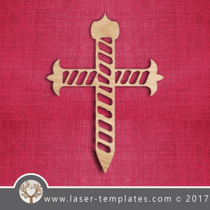 Laser cut cross template, pattern, design. Free vector designs every day. Cross with rope detail.