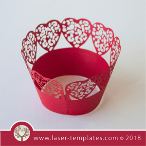 Laser Cut Cupcake Wrapper With Hearts Template, Download Vectors.