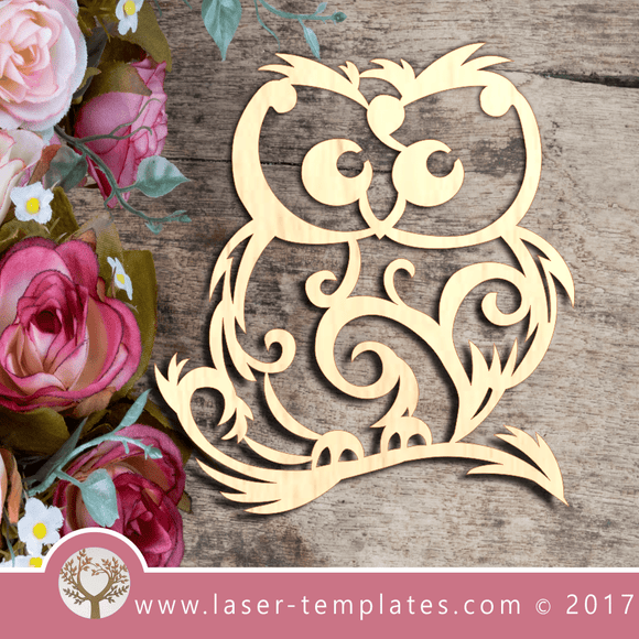Laser Cut Curly Owl Template, Download Laser Ready Vector Designs.