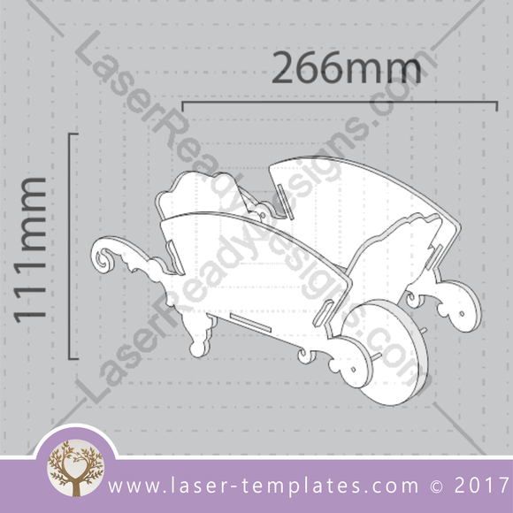 Curve Wheel barrow laser cut template, download vector designs