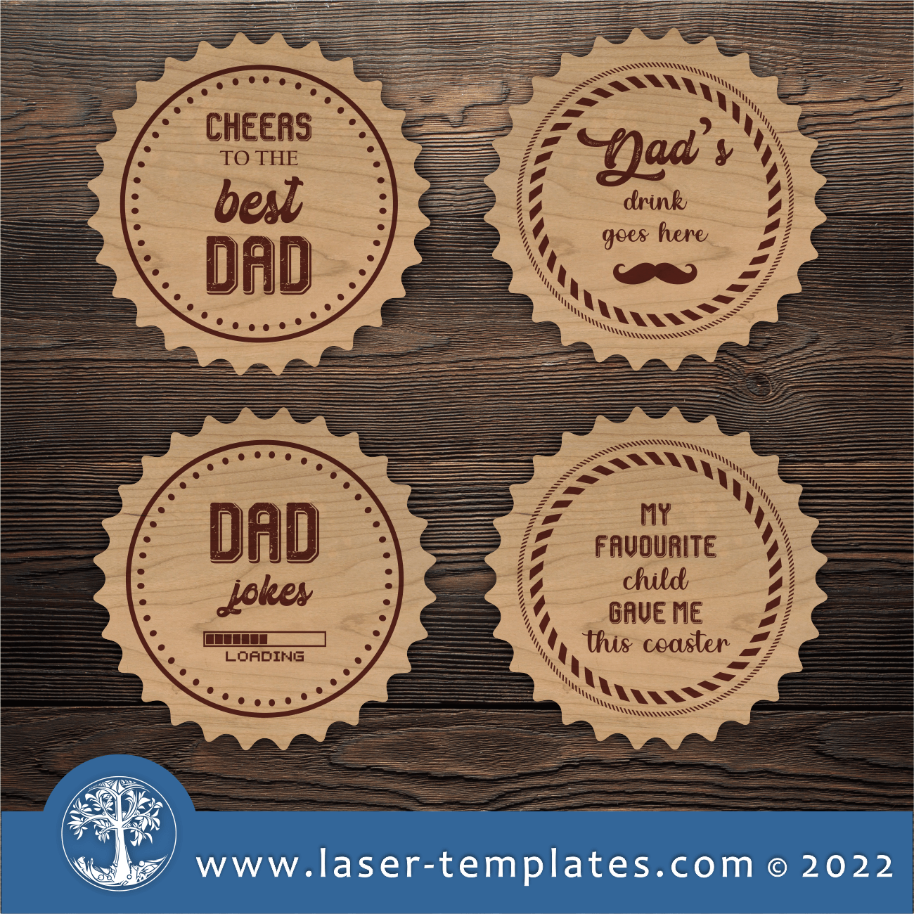 Dad Coasters Laser Ready Templates