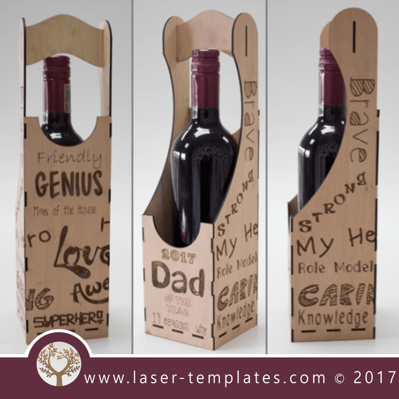 Dad wine box template, 2017 fathers day design. Laser cut and engraving online patterns.