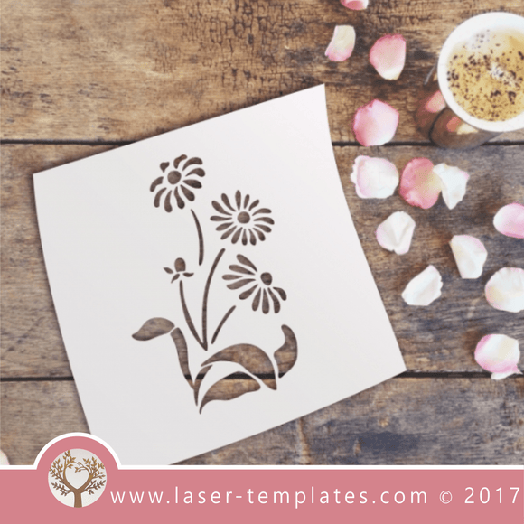 Daisies flower STENCIL template. Laser cut stencils. Vector online store, free designs. Daisies 13