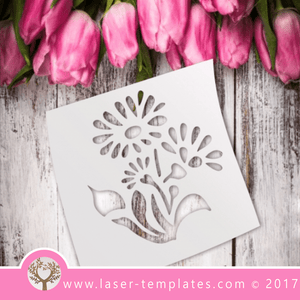 Daisy flower STENCIL template. Laser cut stencils. Vector online store, free designs. Daisy 06